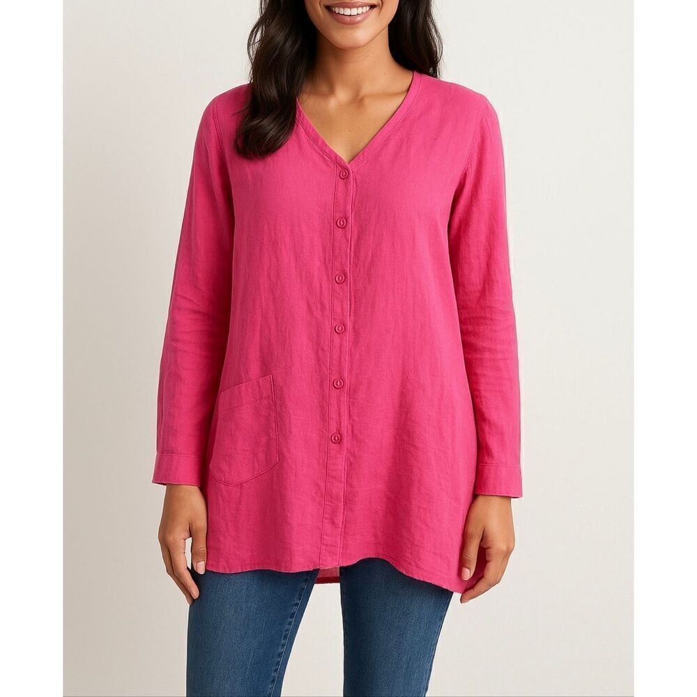 Flax NWOT button front linen pink jacket shacket size Small